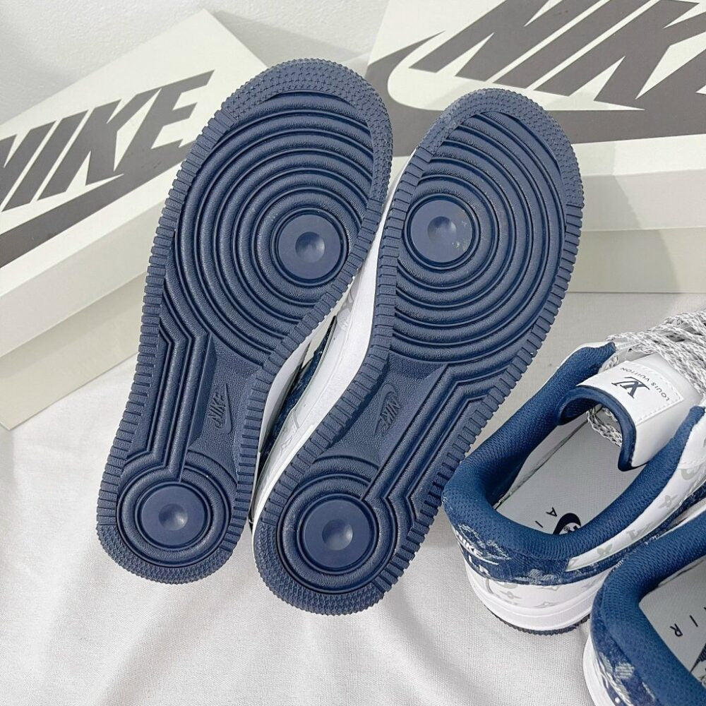 Louis Vuitton x Nike Air Force 1 White Navy Monogram ( Custom)