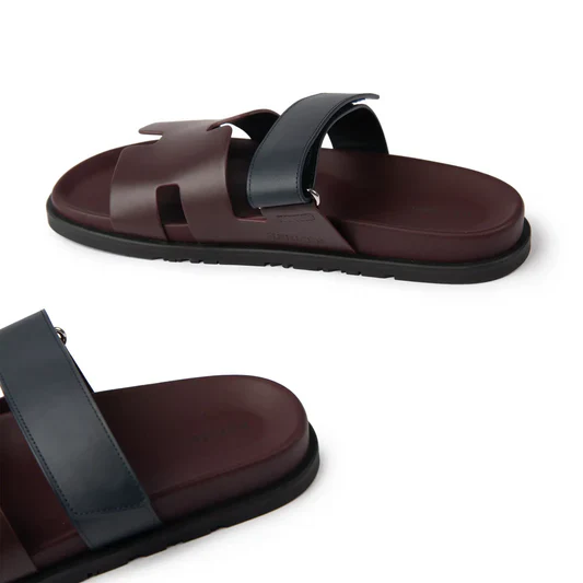 Hermès Paris Chypre Calfskin Burgundy Sandals