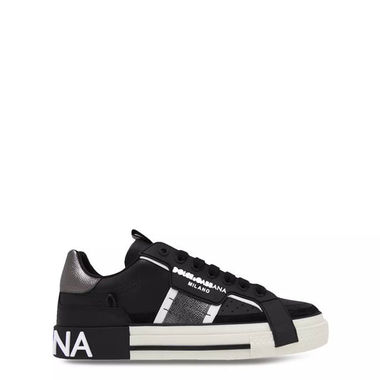 D&amp;G Calfskin 2.zero Custom Sneakers With Contrasting Details