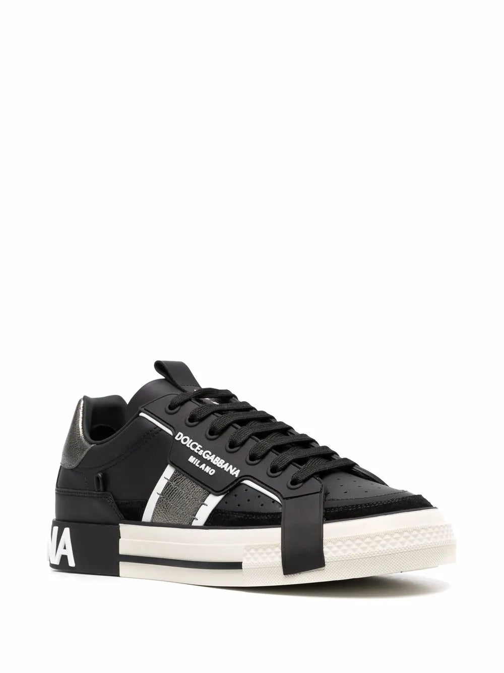 D&amp;G Calfskin 2.zero Custom Sneakers With Contrasting Details