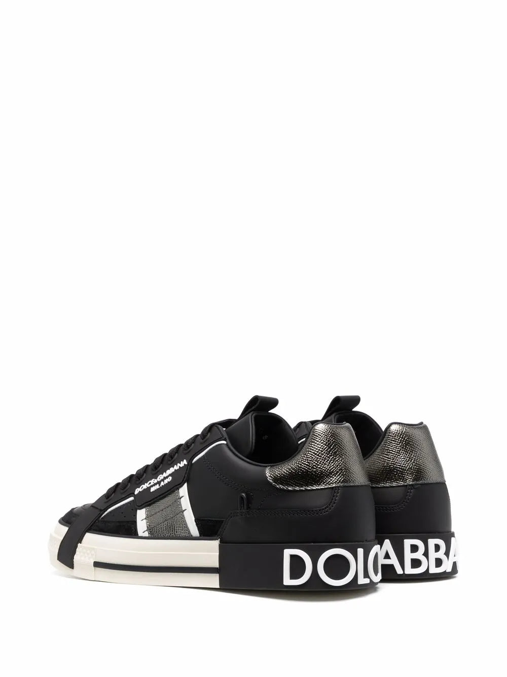D&amp;G Calfskin 2.zero Custom Sneakers With Contrasting Details