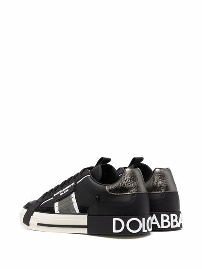 D&amp;G Calfskin 2.zero Custom Sneakers With Contrasting Details
