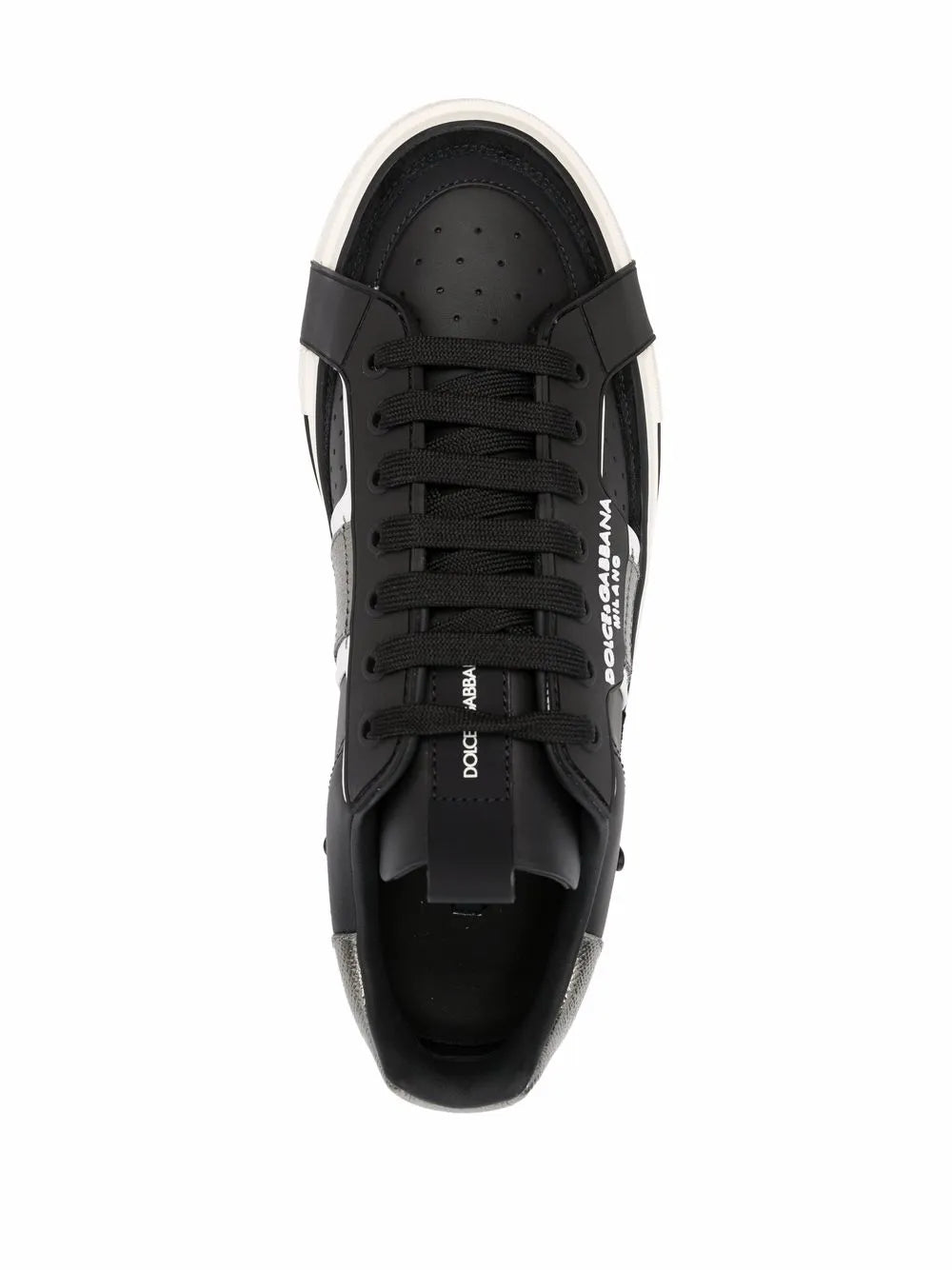 D&amp;G Calfskin 2.zero Custom Sneakers With Contrasting Details