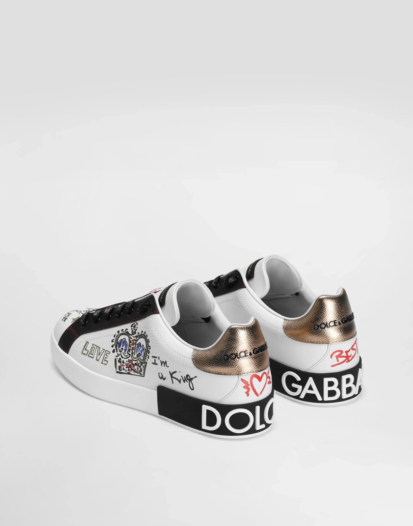 D&G Portofino Sneakers In Printed Nappa Calfskin With Patch