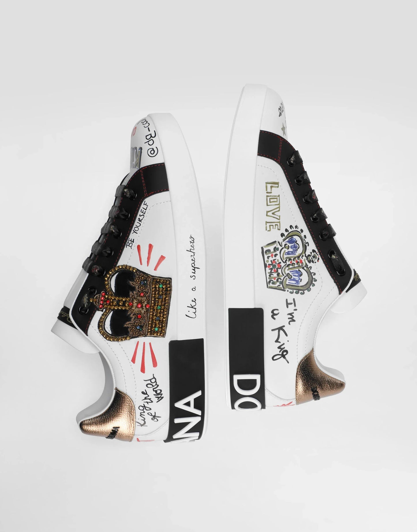 D&G Portofino Sneakers In Printed Nappa Calfskin With Patch