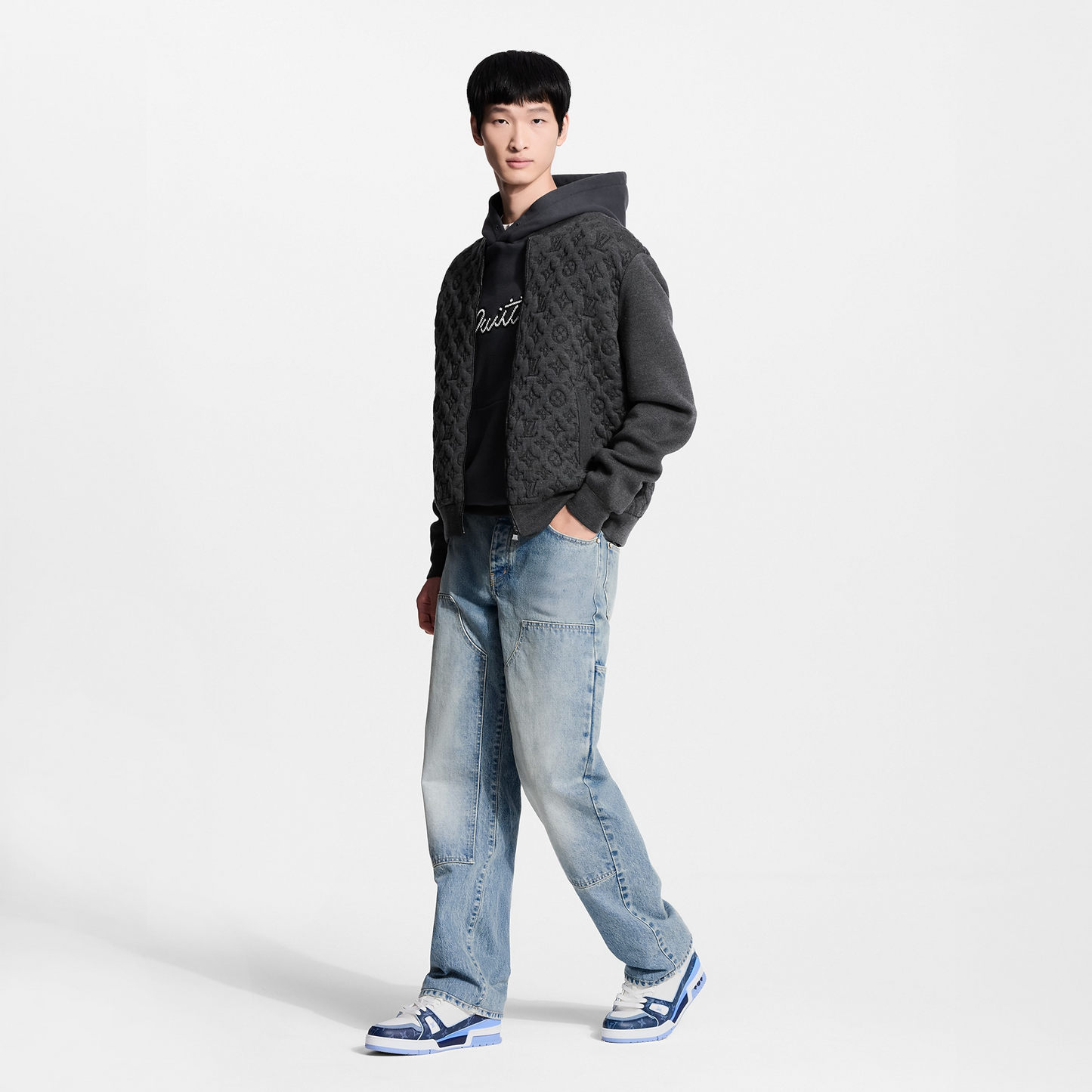 Louis Vuitton LV Trainer Navy Blue Monogram Leather Sneaker