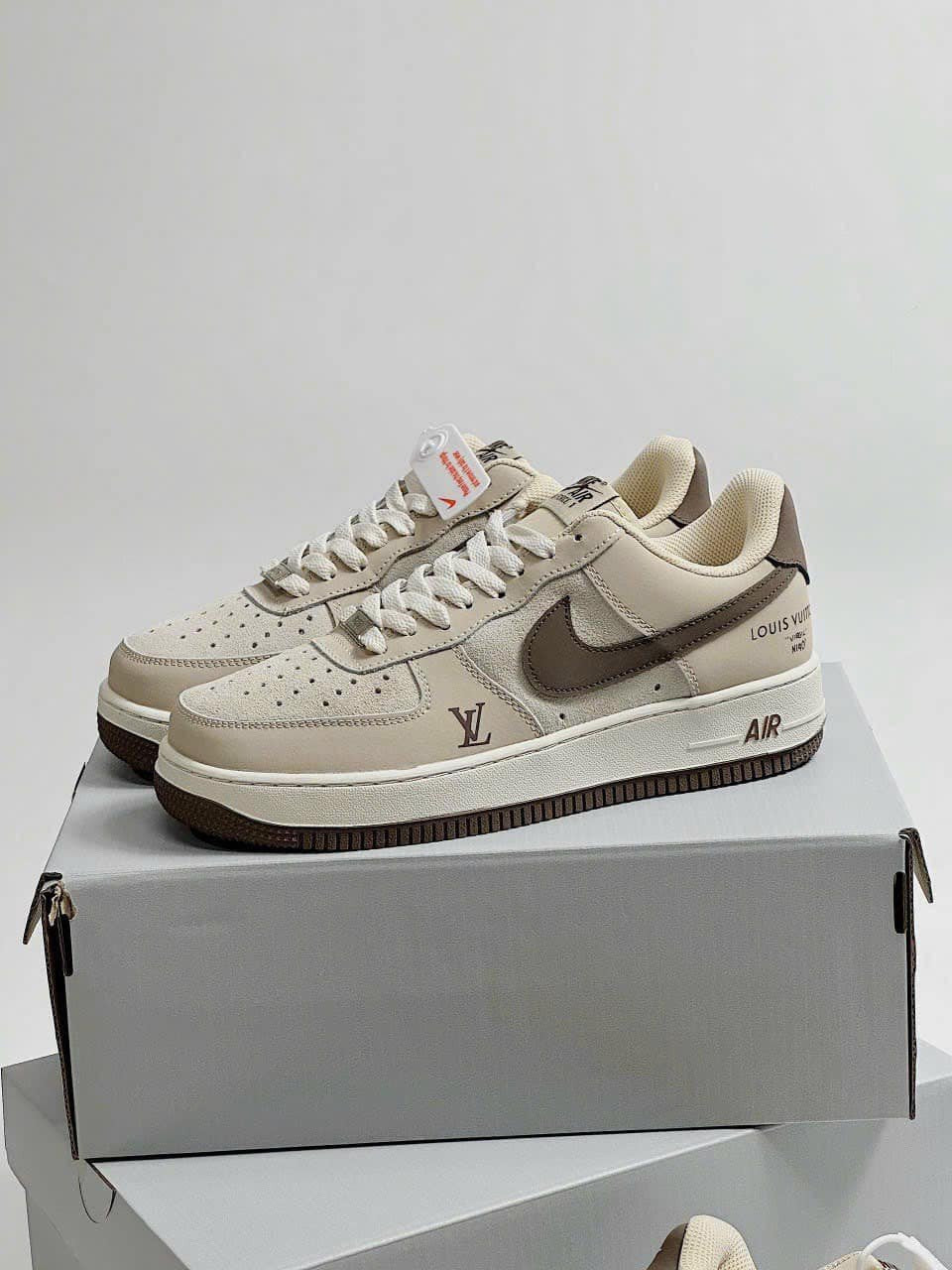 Louis Vuitton x Nike Air Force 1 Cream Mocha Edition (Custom)