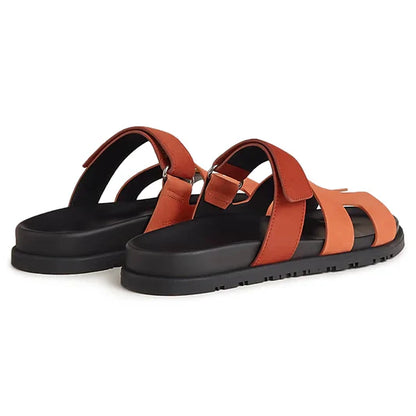 Hermès Paris Chypre Calfskin Brown Sandals
