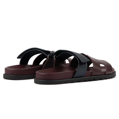 Hermès Paris Chypre Calfskin Burgundy Sandals