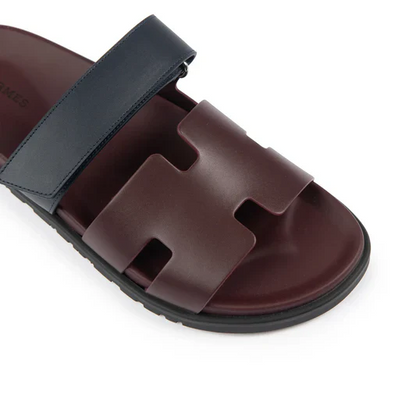 Hermès Paris Chypre Calfskin Burgundy Sandals